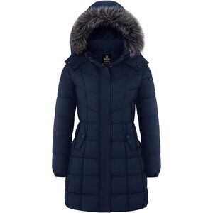 Women's Navy Winter Puffer Jacket Coat Winter Coats For Women